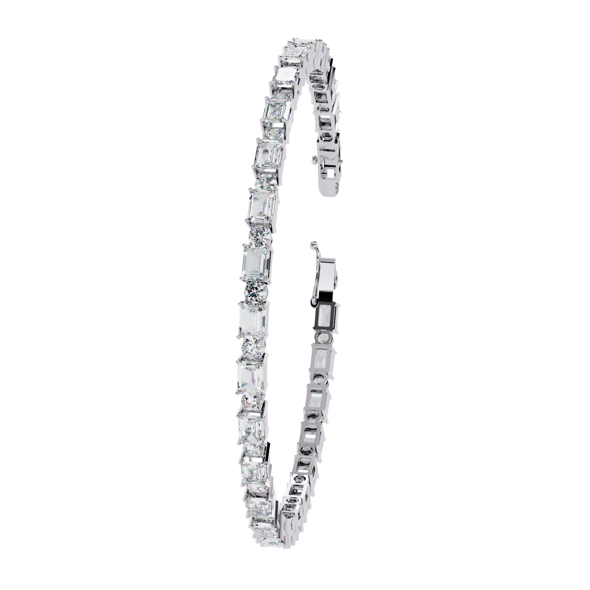 Solitairekart 5.1ct Emerald and Round Natural Diamond Bracelet-HI Color, VS-SI Clarity